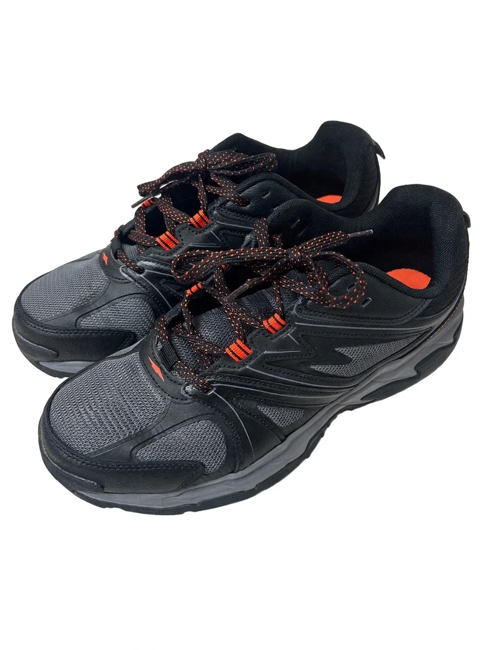 Black and Gray Men's Athletic Sneakers with Orange Accents